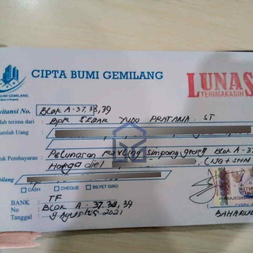 Pelunasan Proyek Simpang Gedeg Cipta Bumi Gemilang